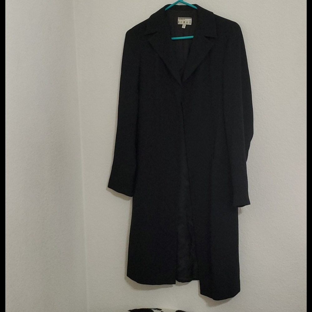 KENAR open midi black long sleeve coat lined sz.6 business travel office - Picture 4 of 11